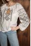 Embroidered shirt "Amber Star" in milky color with black ornament