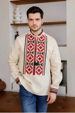 Men's embroidered shirt "Gucci" in melange color