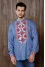 Men's embroidered shirt "Yaromyr" in jeans color with red ornament