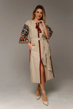 "Floral" dress in melange color with black ornament