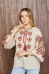 Embroidered shirt "Boguslava" in melange color with cherry ornament
