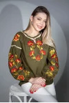 Embroidered shirt "Eleanor" in khaki color