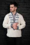 Men's embroidered shirt "Kozatska" in melange color with blue ornament