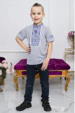 T-shirt for boys "Ivanko" light gray with blue and white ornament