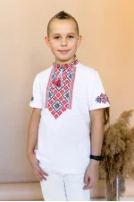Boy's T-shirt "Yurchyk" white with red and black ornament