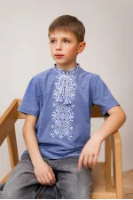 T-shirt for boys "Timko" in denim color with blue ornament