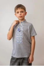 T-shirt for boys "Timko" gray with blue ornament