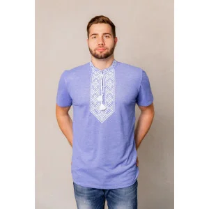 T-shirt "Vysochin" in denim color with white ornament