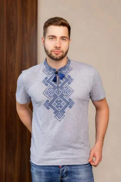 T-shirt "Ostap" gray with blue ornament