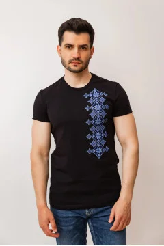 Black "Freedom" T-shirt with blue ornament
