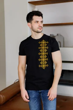 Black "Freedom" T-shirt with olive pattern