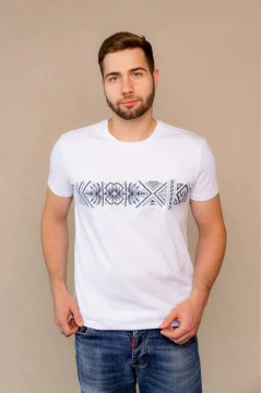 T-shirt "Petros" white with gray ornament