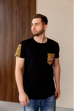 Black "Determination" T-shirt with orange ornament