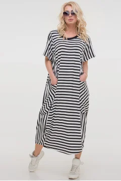 Alcmena dress in black and white stripes