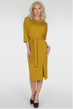 Mustard-colored Savoyardi dress