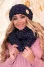 "Cosmea" set (hat and scarf-snood) denim color with blue