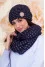 "Cosmea" set (hat and scarf-snood) in denim color with marengo