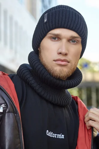 Men's set "Ethan" (hat, scarf-snood) black