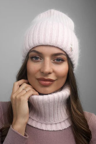 "Vittoria" set (hat and buff) in light powder color