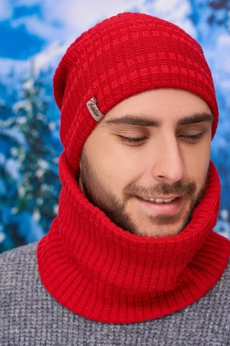 Men's Campbell set (cap, scarf) red