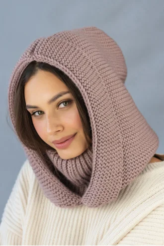 Dark powder-colored hooded jacket with collar "Leia"