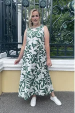 Green sundress "Marta" with floral print