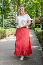 Coral-colored skirt "Cynthia" with print