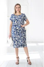 Dress "Vesta" blue with print