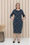 Платье «Мери» темно-синего цвета с принтом-клетка Платье «Мери» темно-синего цвета с принтом-клетка