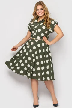 "Almira" olive dress with polka dot print