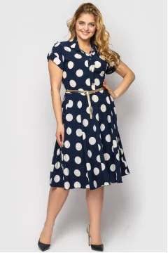 "Almira" dress in blue with polka dot print
