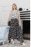 "Roxana" dress in white with newspaper print