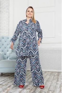 Phoebe navy blue printed suit