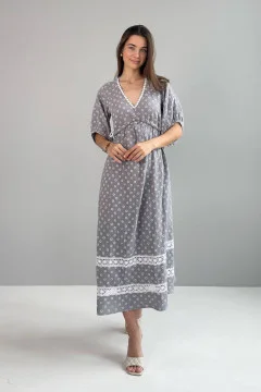 "Denmar" dress in gray with print