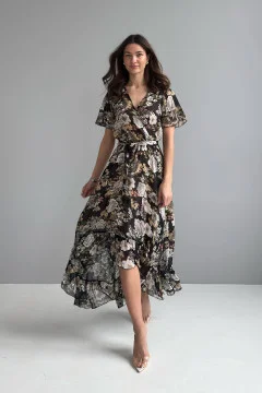 "Inora" black dress with print