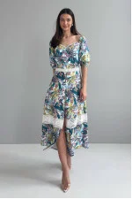 "Amelia" milky-colored dress with print