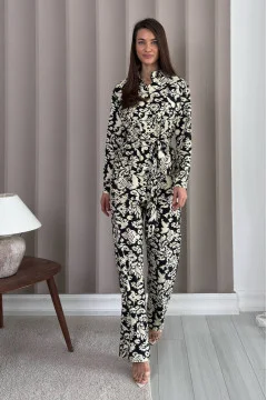 "Velida" black suit with print