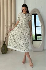 "Gride" milky dress with print