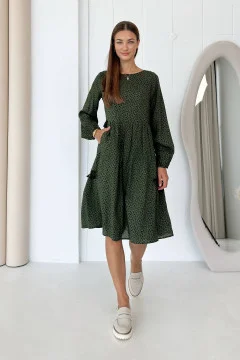 "Shayri" green dress with print