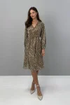 Brown Deira dress with print