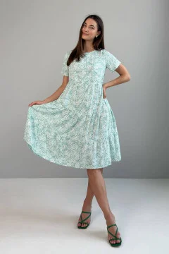 Mint-colored dress "Karisa" with print
