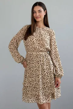 Dress "Neria" beige with print