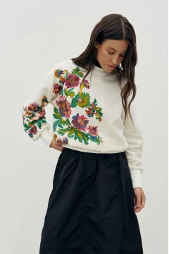 Sweatshirt "Samchykivka" milky color with print