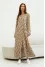 "Ingrid" cappuccino dress with print