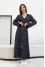 "Ingrid" dress in dark blue with print