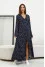 "Ingrid" dress in dark blue with print