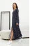 "Ingrid" dress in dark blue with print