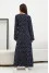 "Ingrid" dress in dark blue with print