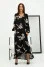 "Adriana" dress in black with print