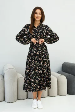 "Brianna" black dress with print